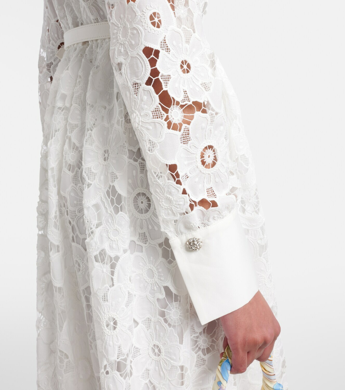 Self-Portrait Belted guipure lace shirt dress