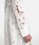 Self-Portrait Belted guipure lace shirt dress