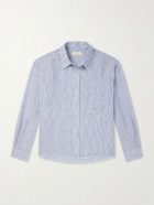 Cherry Los Angeles - Striped Linen Western Shirt - Blue