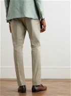 Brioni - Sheba Slim-Fit Straight-Leg Pleated Cotton-Twill Trousers - Neutrals