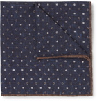 Brunello Cucinelli - Reversible Printed Silk and Cotton-Blend Pocket Square - Men - Navy