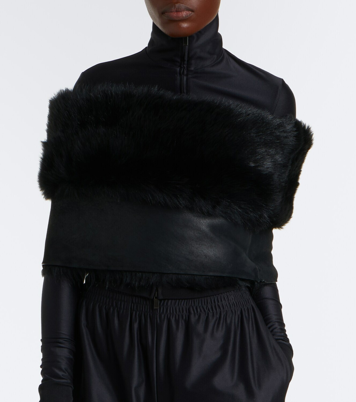 Gucci Off-shoulder shearling crop top