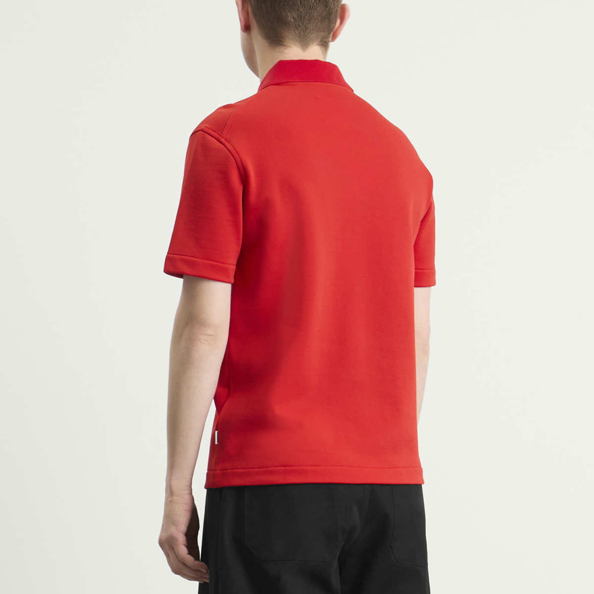 Jil Sander Men's Zip Short Sleeve Polo in Flame