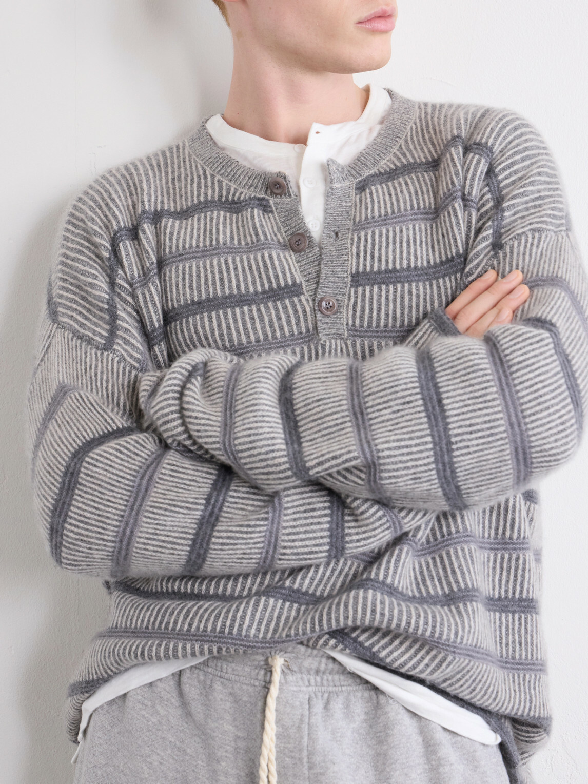 The Elder Statesman - Nimbus Striped Cashmere Sweater - Gray