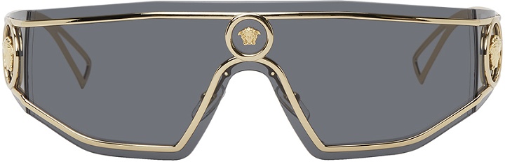 Photo: Versace Gold & Grey Shield Medusa Sunglasses