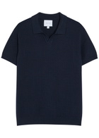 Raith Rapha Textured-knit Polo Shirt Navy