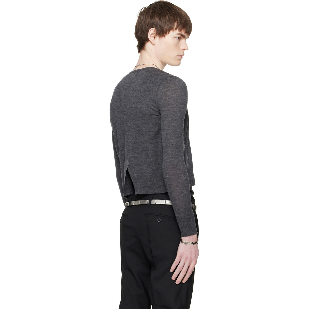 HODAKOVA Gray Knitted Long Sleeve Cardigan