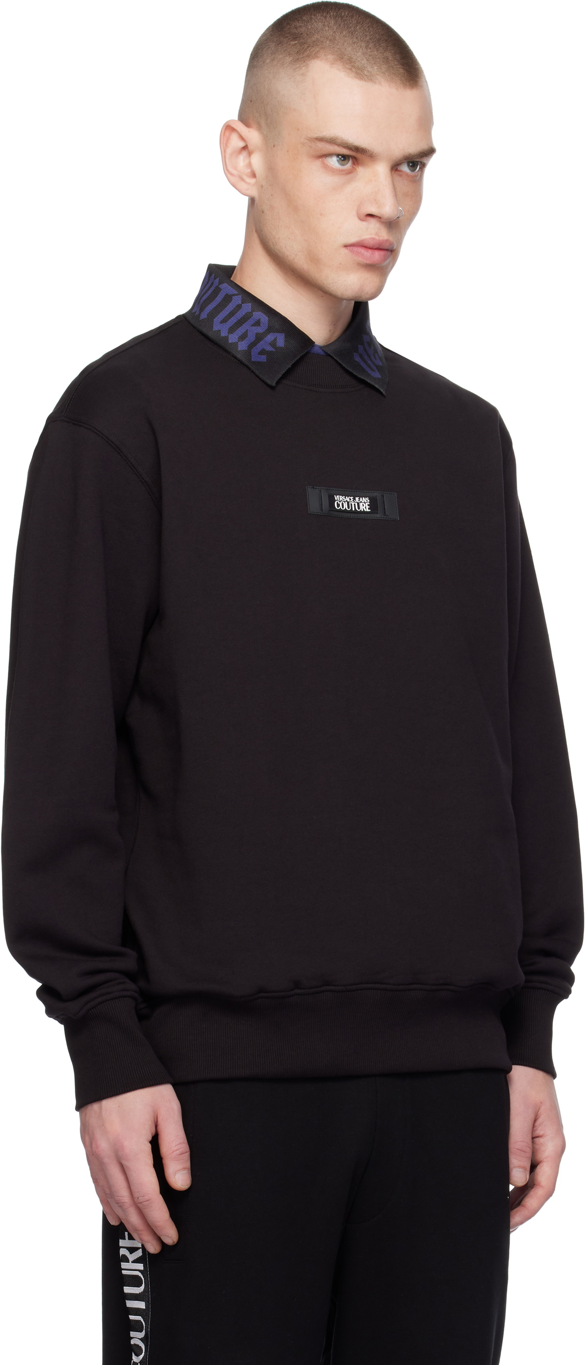 Versace Jeans Couture Black Logo Regular-Fit Sweatshirt