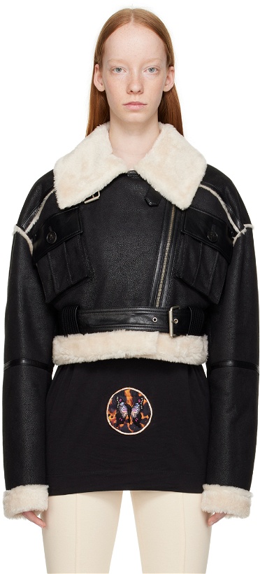 Photo: LVIR Black Paneled Faux-Leather Jacket