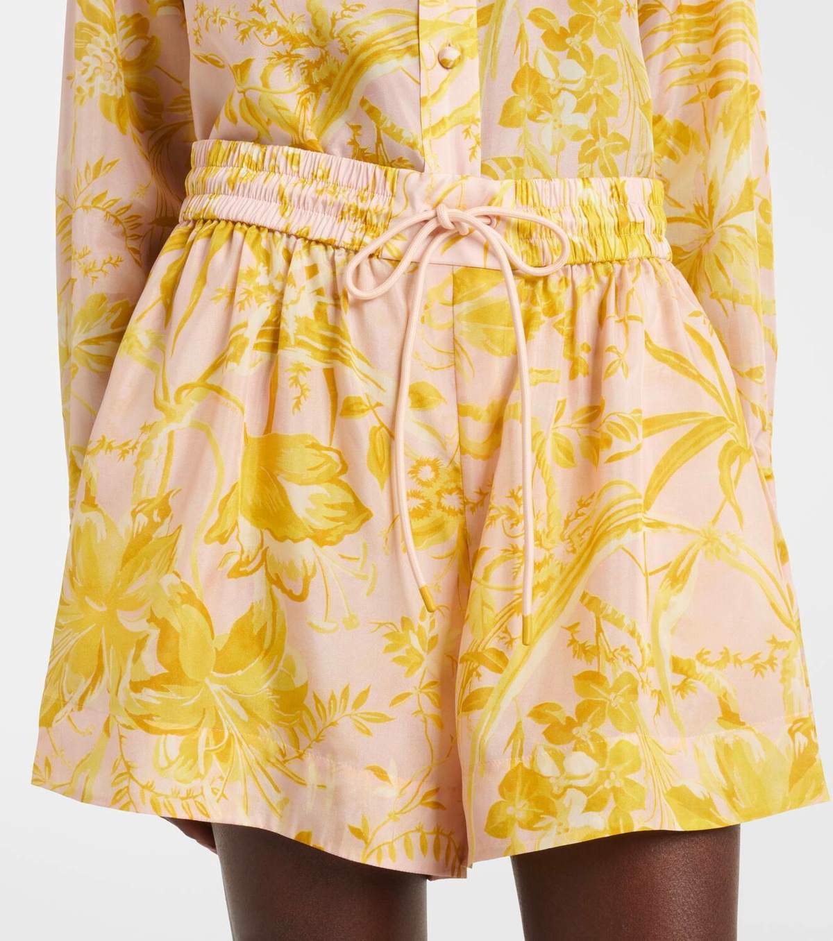 Zimmermann Golden Relaxed floral silk satin shorts Zimmermann