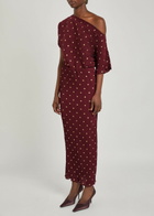 Never Fully Dressed Tilly Polka-dot Plissé Midi Dress Red