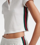 Gucci Web Stripe ribbed-knit cropped polo shirt