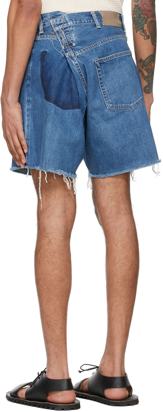 Kuro Blue Crossed Denim Shorts