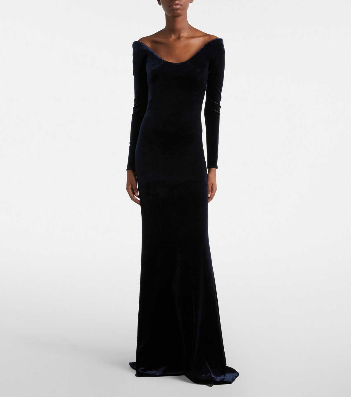 Alaïa Off-shoulder velvet gown