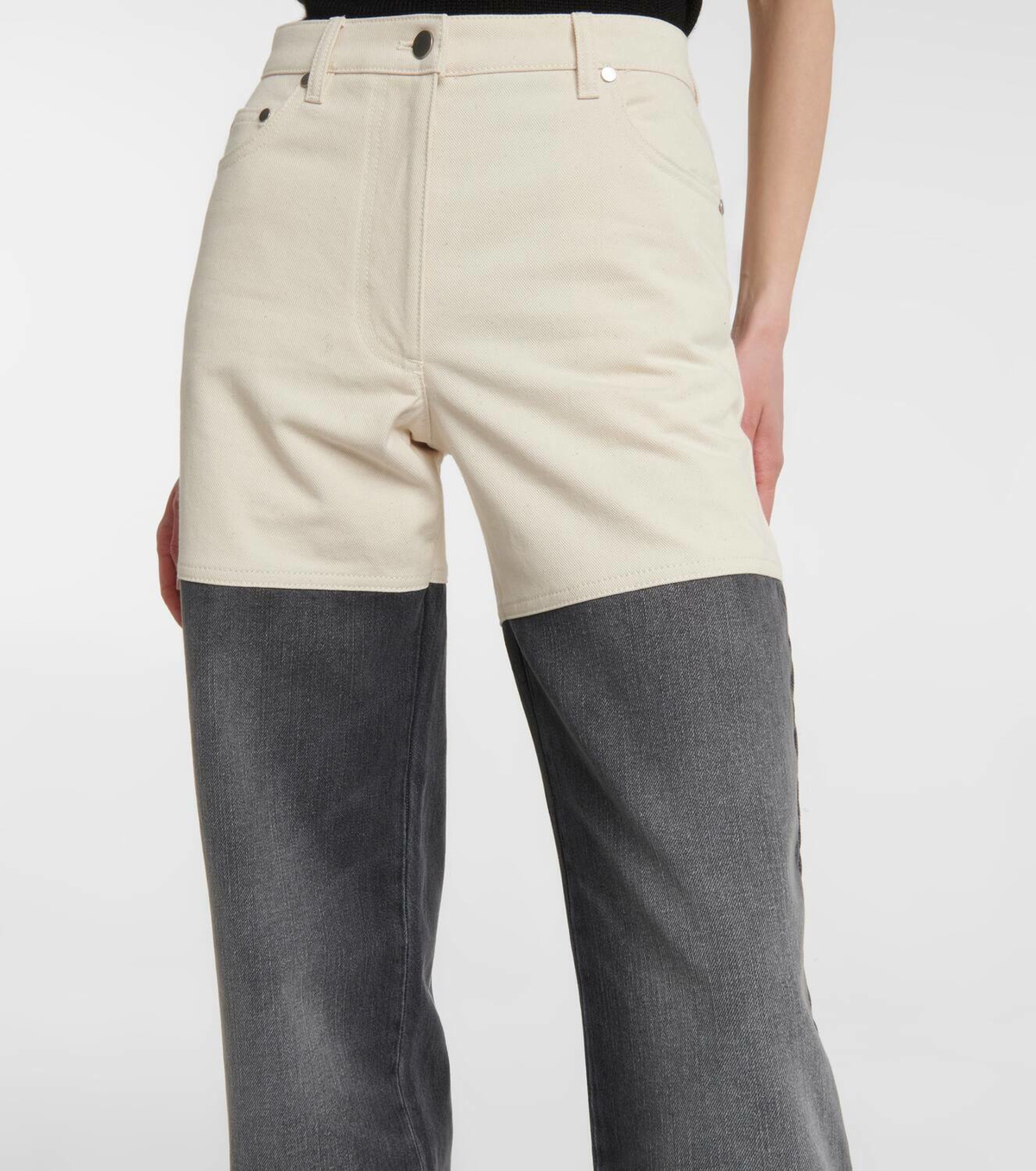 Peter Do Bicolor high-rise wide-leg jeans