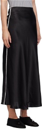 Silk Laundry Black Bias-Cut Midi Skirt