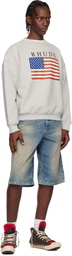 Rhude Gray USA Flag Sweatshirt