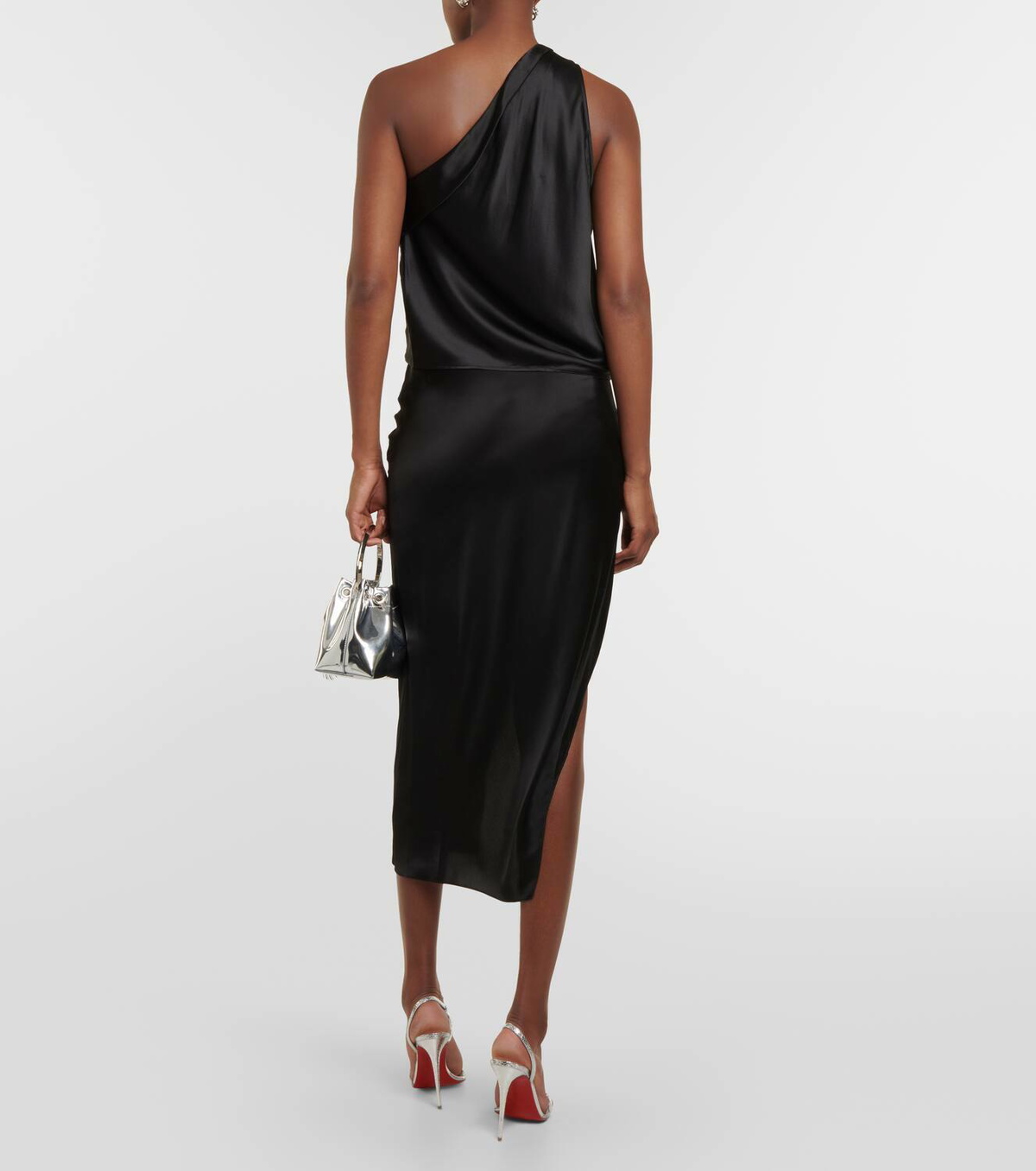 The Sei Draped one-shoulder silk satin top