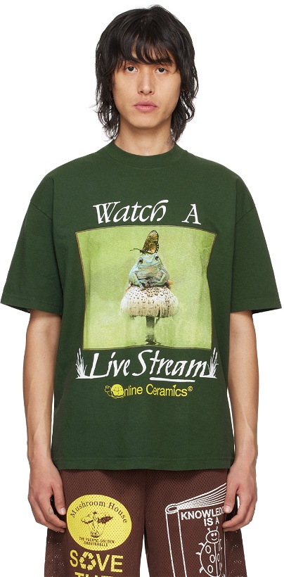 Photo: Online Ceramics Green 'Watch A Live Stream' T-Shirt