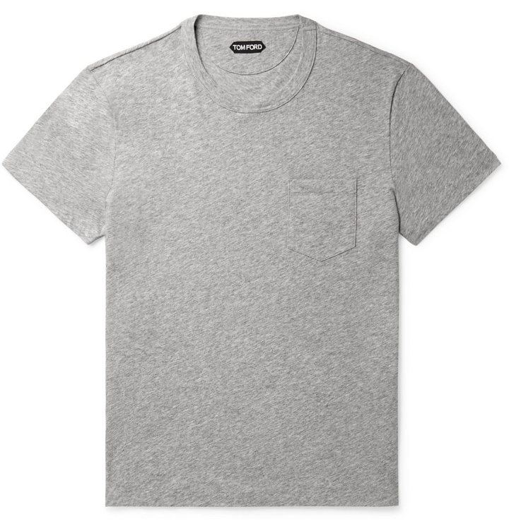 Photo: TOM FORD - Mélange Cotton-Jersey T-Shirt - Gray