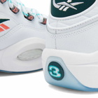 Reebok Men's Question Mid Sneakers in White/Forest Green/Orange Flare