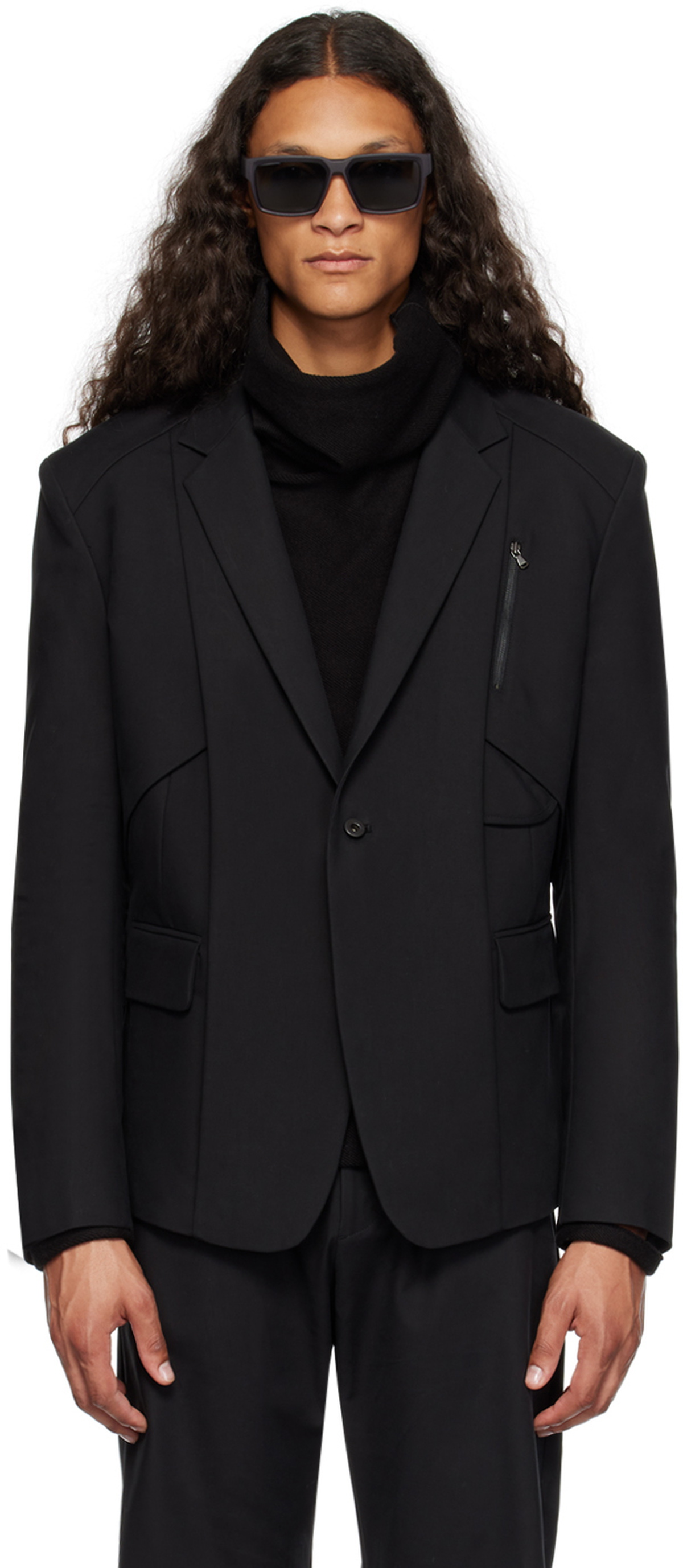CARNET-ARCHIVE Black Architectural Tailored Blazer CARNET-ARCHIVE