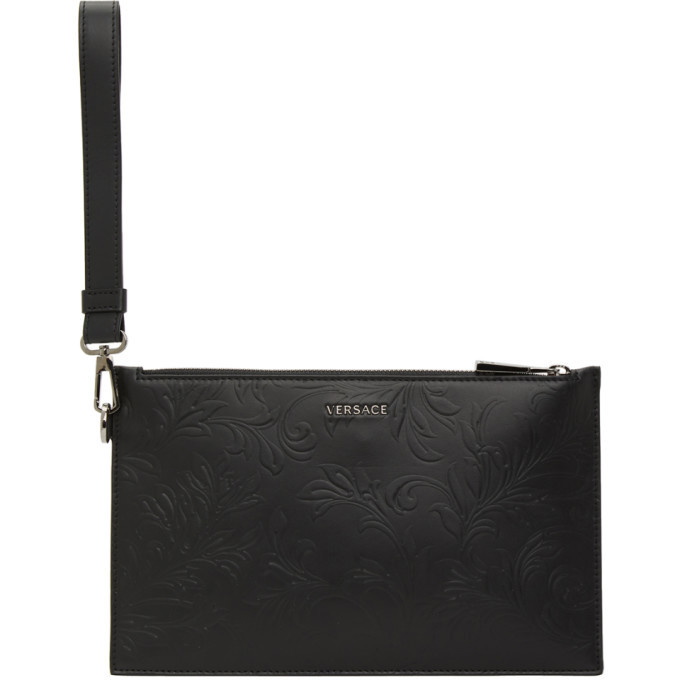 Photo: Versace Black Leather Barocco Pouch