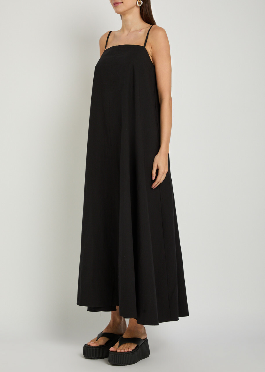 Studio Nicholson Gathered Cotton Midi Dress Black