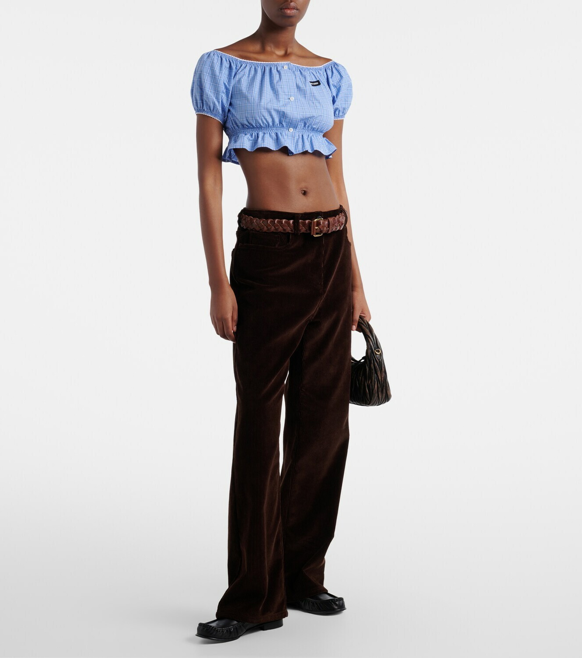 Miu Miu Checked cotton poplin crop top