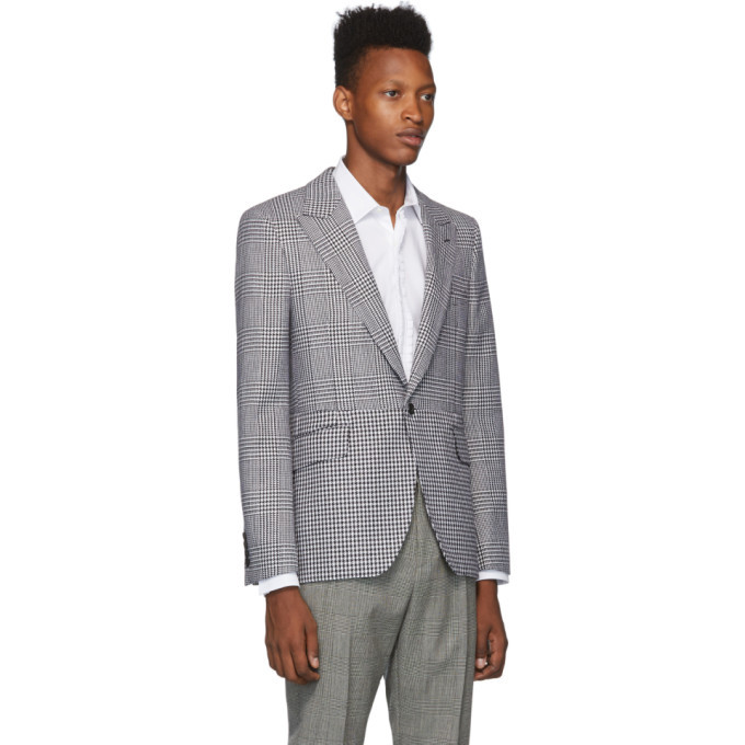 Alexander McQueen White and Black Houndstooth Check Blazer Alexander ...