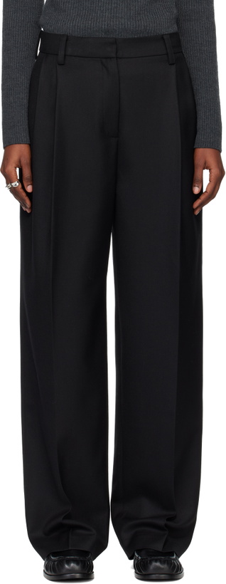 Photo: TONYWACK Black Pleated Wool Tailored Trousers