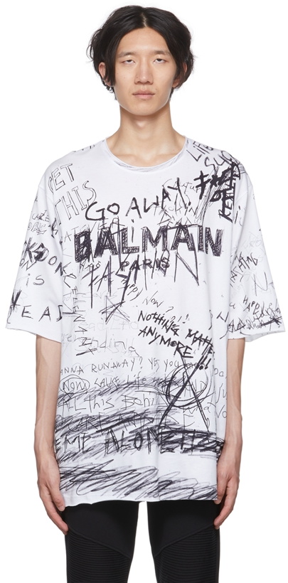 Photo: Balmain White 'Go Away' T-Shirt