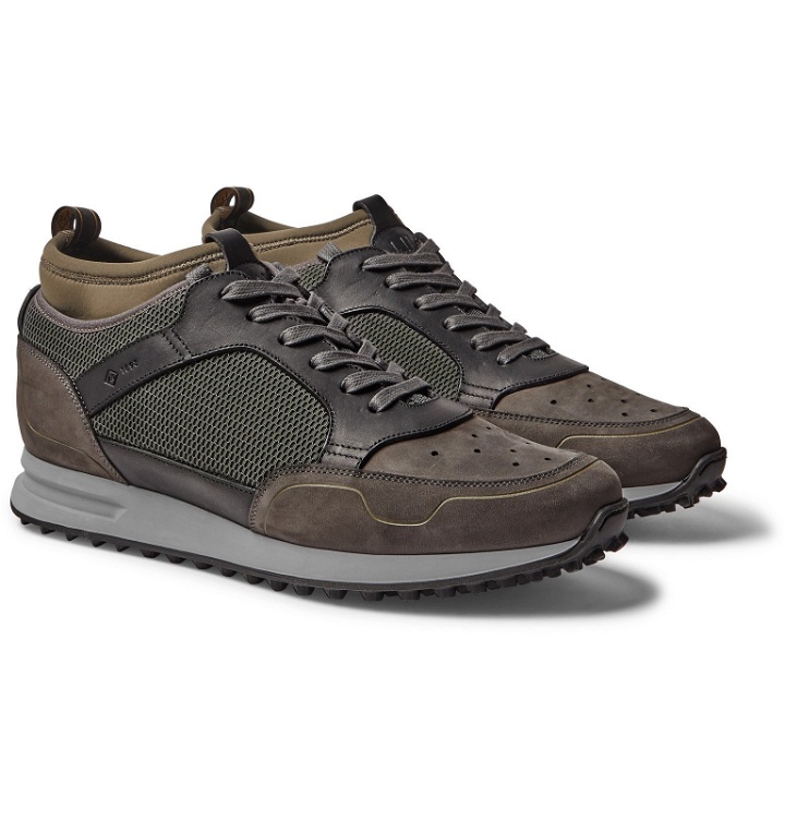 Photo: Dunhill - Radial Runner Neoprene and Leather-Trimmed Suede and Mesh Sneakers - Green