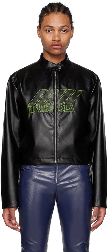 Photo: Mowalola Black Perforated Faux-Leather Jacket