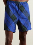 Burberry - Straight-Leg Mid-Length Checked Swim Shorts - Blue