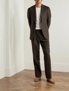 Saman Amel - Slim-Fit Herringbone Wool, Silk and Linen-Blend Twill Suit Jacket - Brown