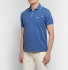 Loro Piana - Contrast-Tipped Stretch-Cotton Piqué Polo Shirt - Blue