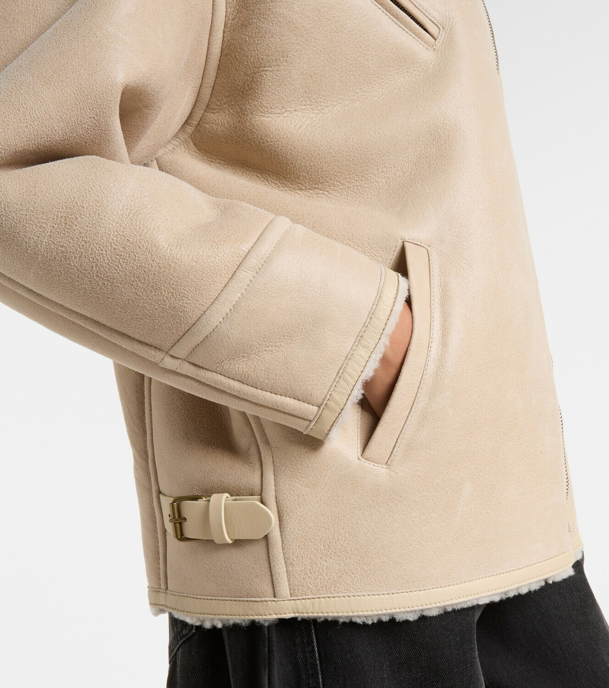 Isabel Marant Adelina shearling-trimmed leather jacket