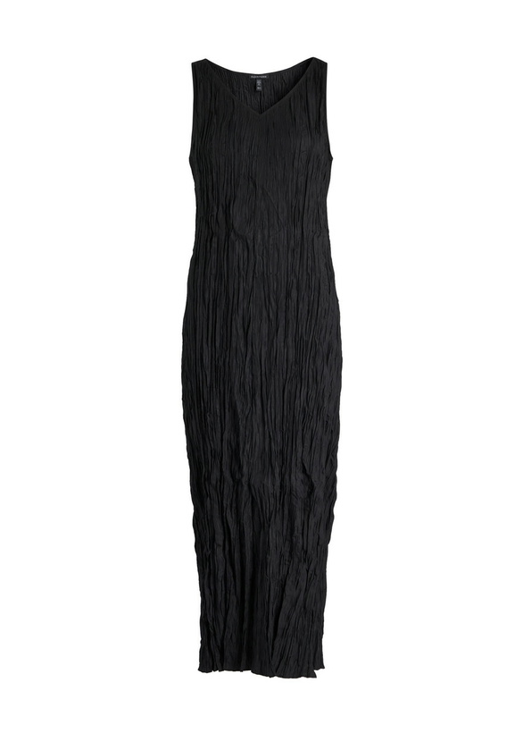 Photo: Eileen Fisher Crinkled Plissé Silk Midi Dress Black