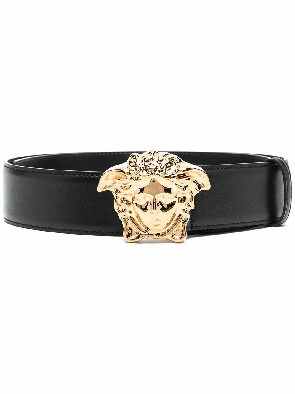 Versace - 3.5cm Logo-Print Textured-Leather Belt - Men - Black Versace