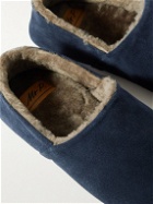 Mr P. - Collapsible-Heel Shearling-Lined Suede Slippers - Blue