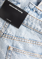 Alexanderwang.t Logo-print Distressed Denim Shorts Light Blue