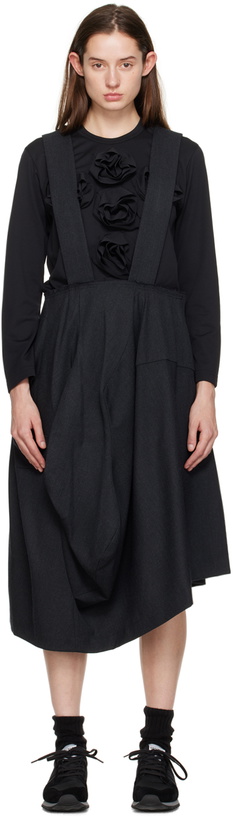 Photo: Comme des Garçons Comme des Garçons Gray Suspender Midi Skirt