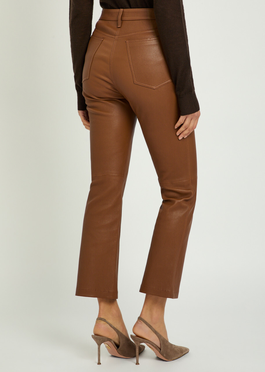 Joseph Duke Straight-leg Leather Trousers Rust