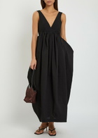 Rohe Sculpted Cotton-blend Poplin Maxi Dress Black