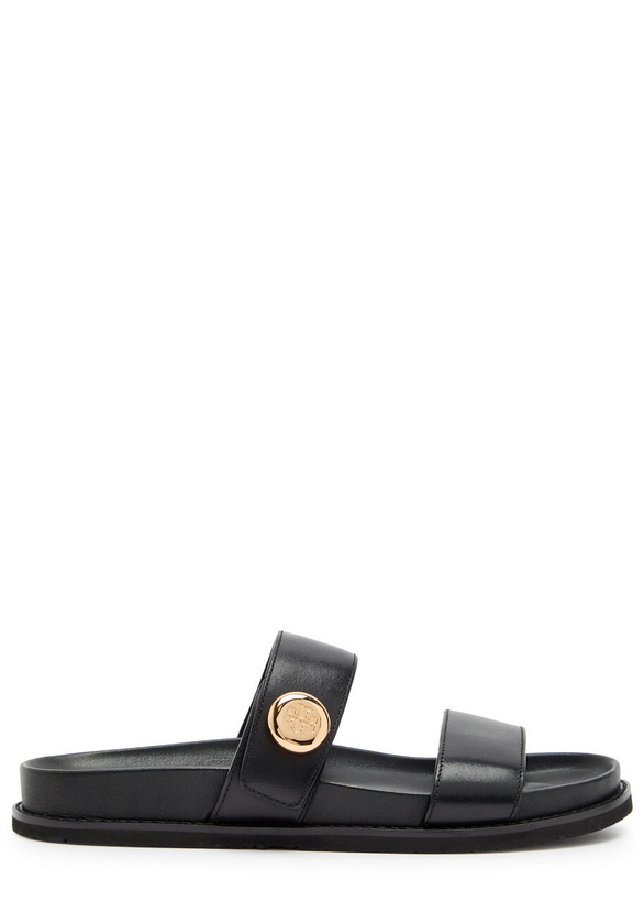 Photo: Tory Burch Romy Sport Leather Sliders Black