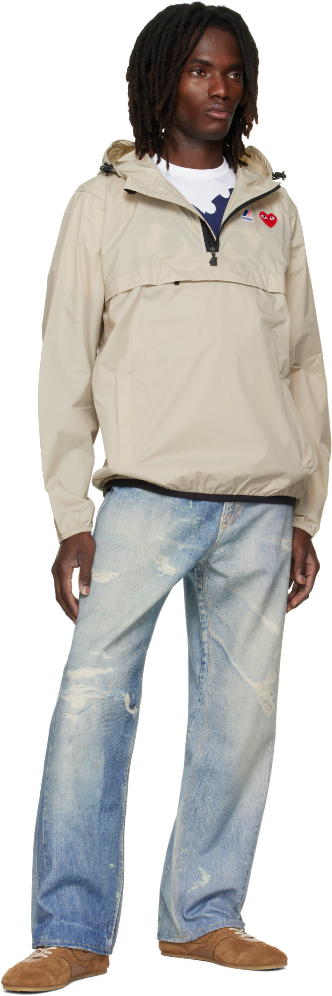 COMME des GARÇONS PLAY Beige K-Way Edition Half Zip Jacket