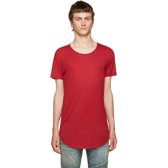 Photo: Balmain Red Ribbed T-Shirt