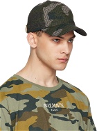 Balmain Khaki Monogram Camouflage Cap