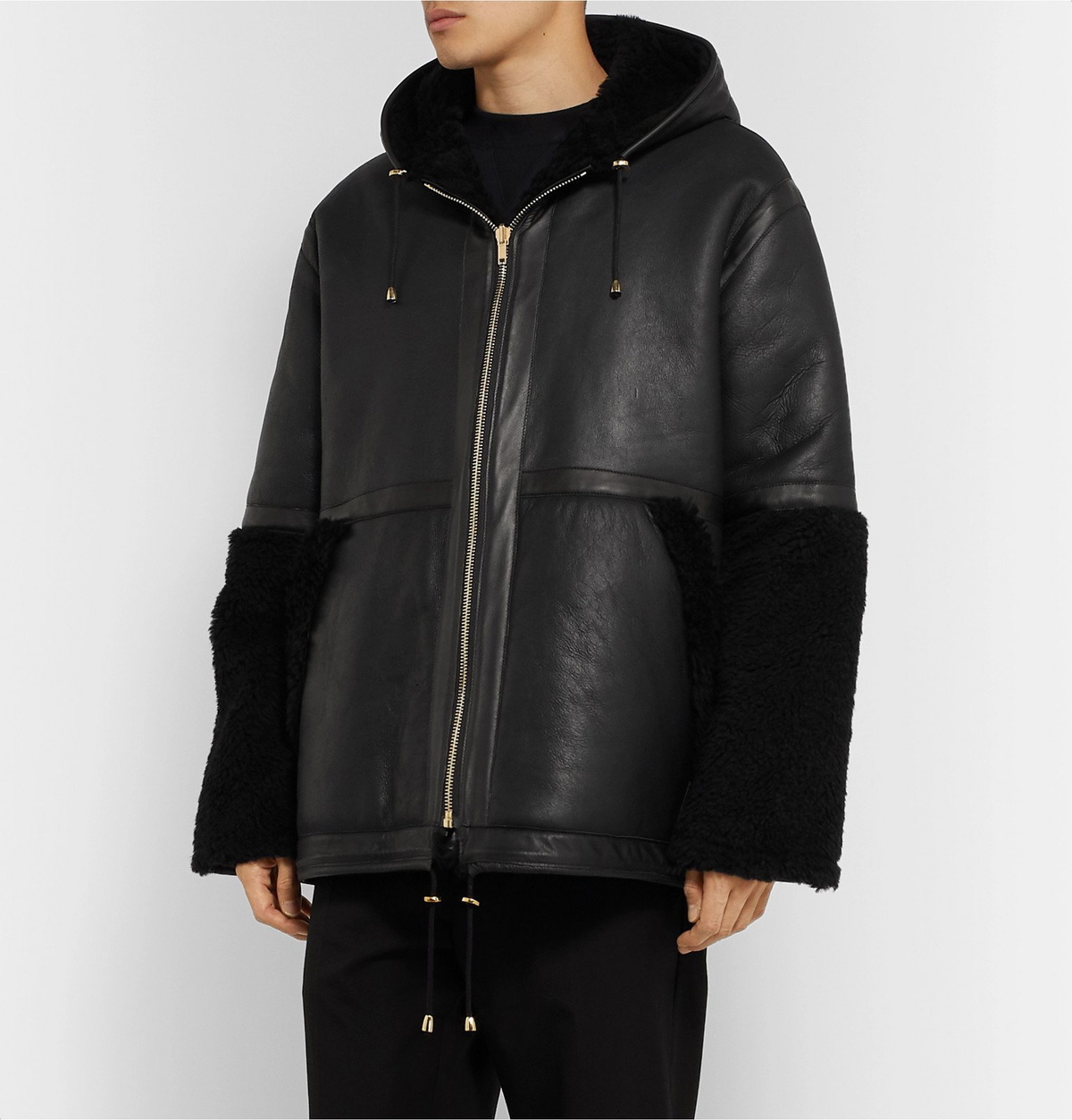 Aries - Reversible Shearling Hooded Jacket - Black ARIES